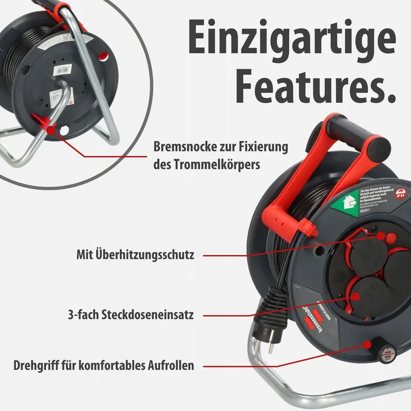 BRENNENSTUHL Garant V2 Kabelhaspel 25m Buiten 3 Stopcontacten IP44 — foto 4
