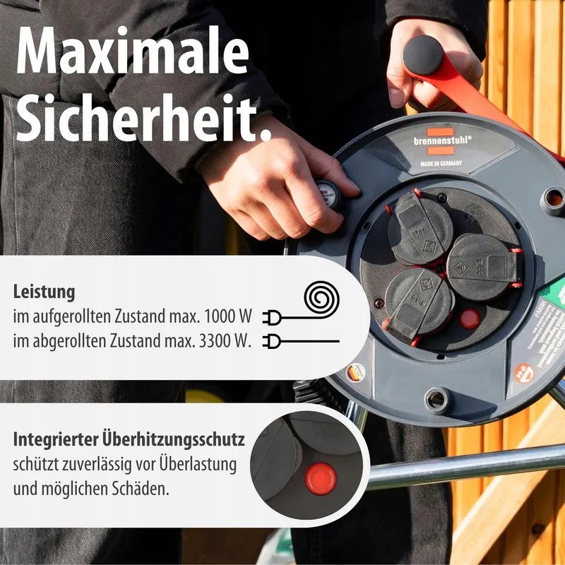 BRENNENSTUHL Garant V2 Kabelhaspel 25m Buiten 3 Stopcontacten IP44 — foto 7