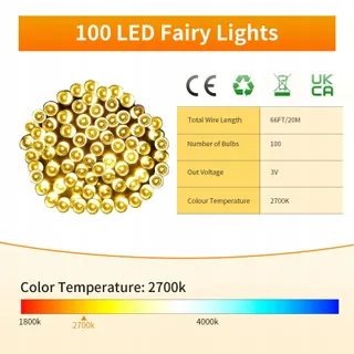 GRESONIC Lichtsnoer 100 LED Warm Wit Binnen En Buiten — miniatuur 11