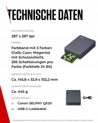 CANON SELPHY QX20 Mobiele Fotoprinter WiFi USB-C Sublimatie — miniatuur 6