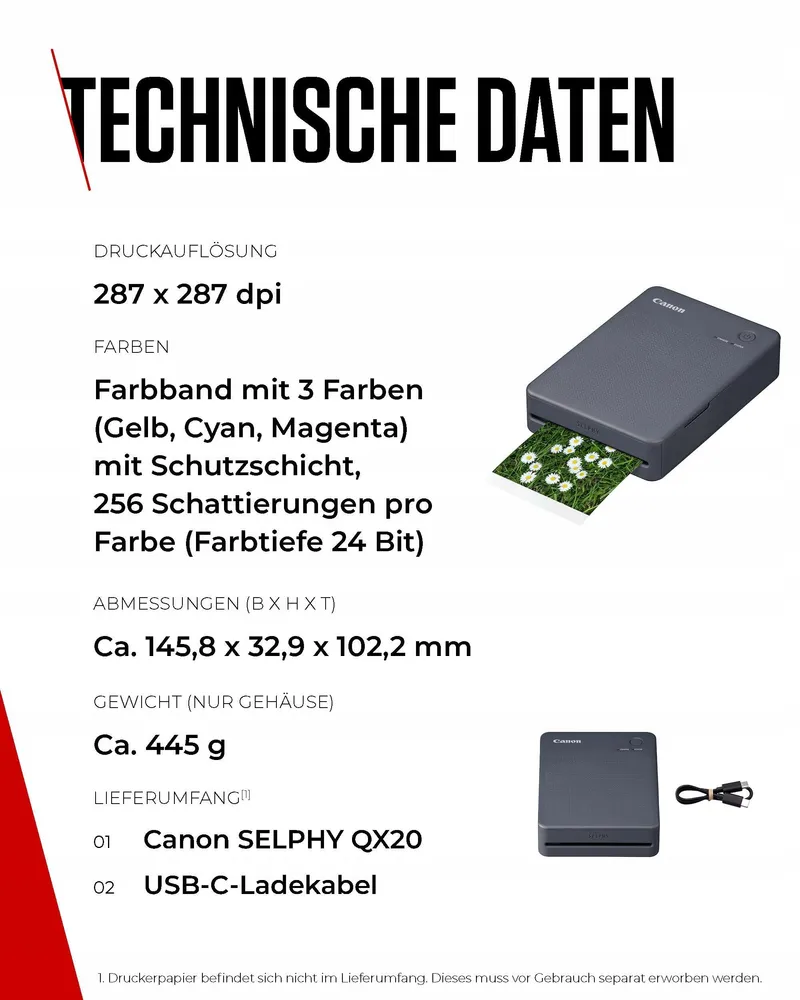 CANON SELPHY QX20 Mobiele Fotoprinter WiFi USB-C Sublimatie — foto 6