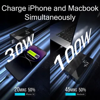 MANTO 100W GaN USB C Oplader LED 4-Poorts MacBook iPhone — miniatuur 6