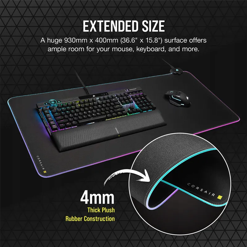 CORSAIR MM700 RGB Gaming Muismat 930x400mm 2 USB-Poorten — foto 6