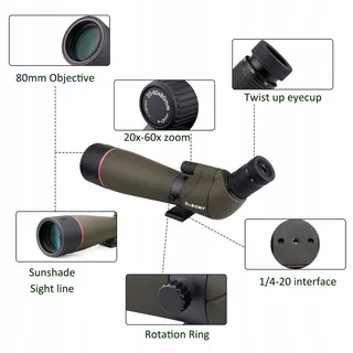 SVBONY SV13 Monoculaire Spotting Scope 20-60x80 Telefoonadapter — miniatuur 6