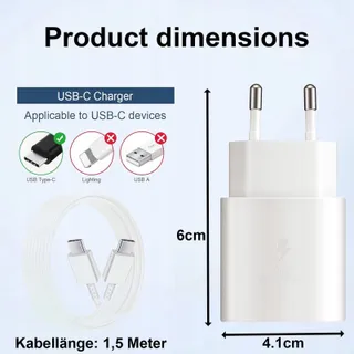 SAMNEER 25W USB-C Oplader voor Galaxy A54 A53 A34 A33 A14 M54 M53 M33 — miniatuur 5