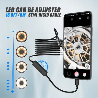 LIGHTSWIM Endoscoopcamera 1920P Type C Android iOS 8 LED 5M — miniatuur 1