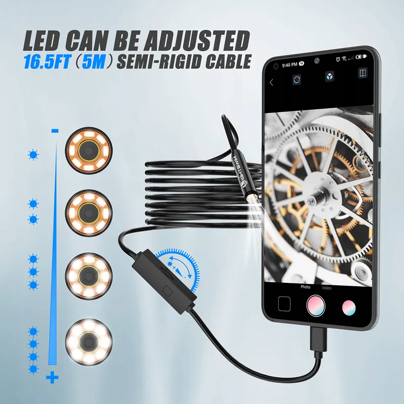 LIGHTSWIM Endoscoopcamera 1920P Type C Android iOS 8 LED 5M — foto 1