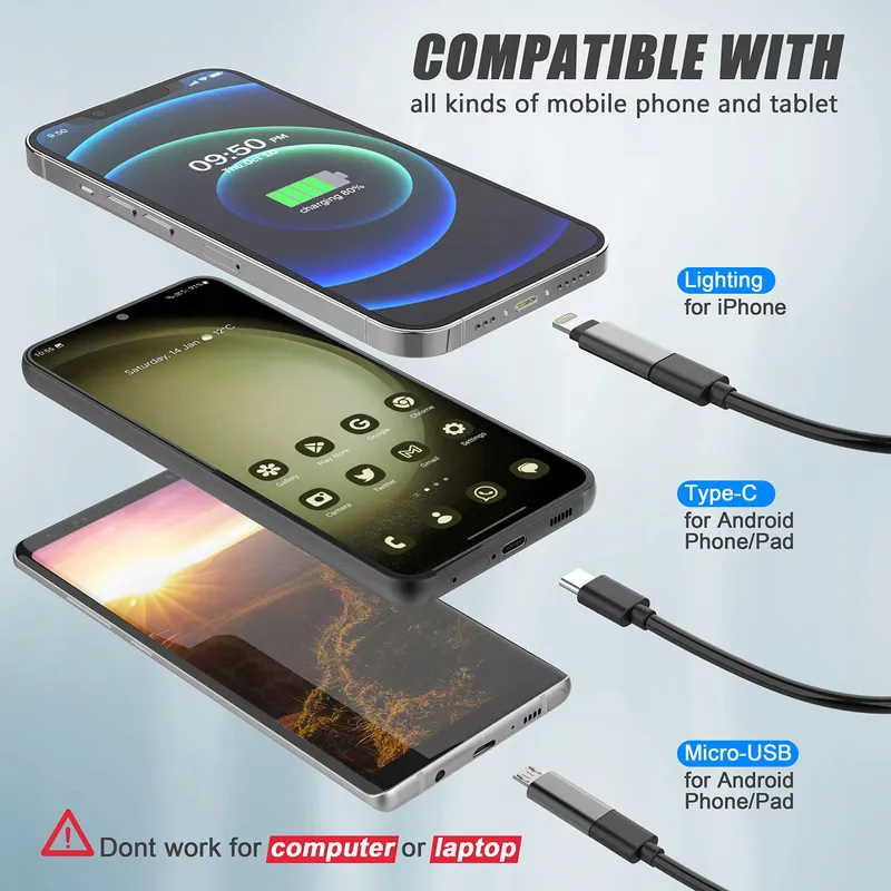 LIGHTSWIM Endoscoopcamera 1920P Type C Android iOS 8 LED 5M — foto 4
