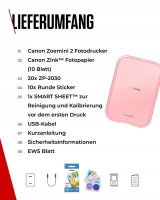 CANON Zoemini 2 Fotoprinter Roze ZINK 30 Vellen — miniatuur 7