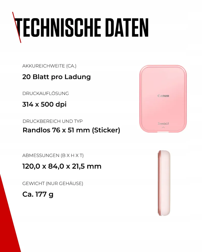 CANON Zoemini 2 Fotoprinter Roze ZINK 30 Vellen — foto 6