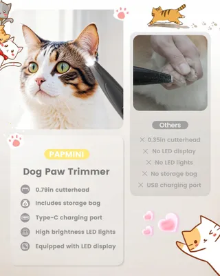 PAPMINI Stille Trimmer Kat LED USB-C Draadloos — miniatuur 7