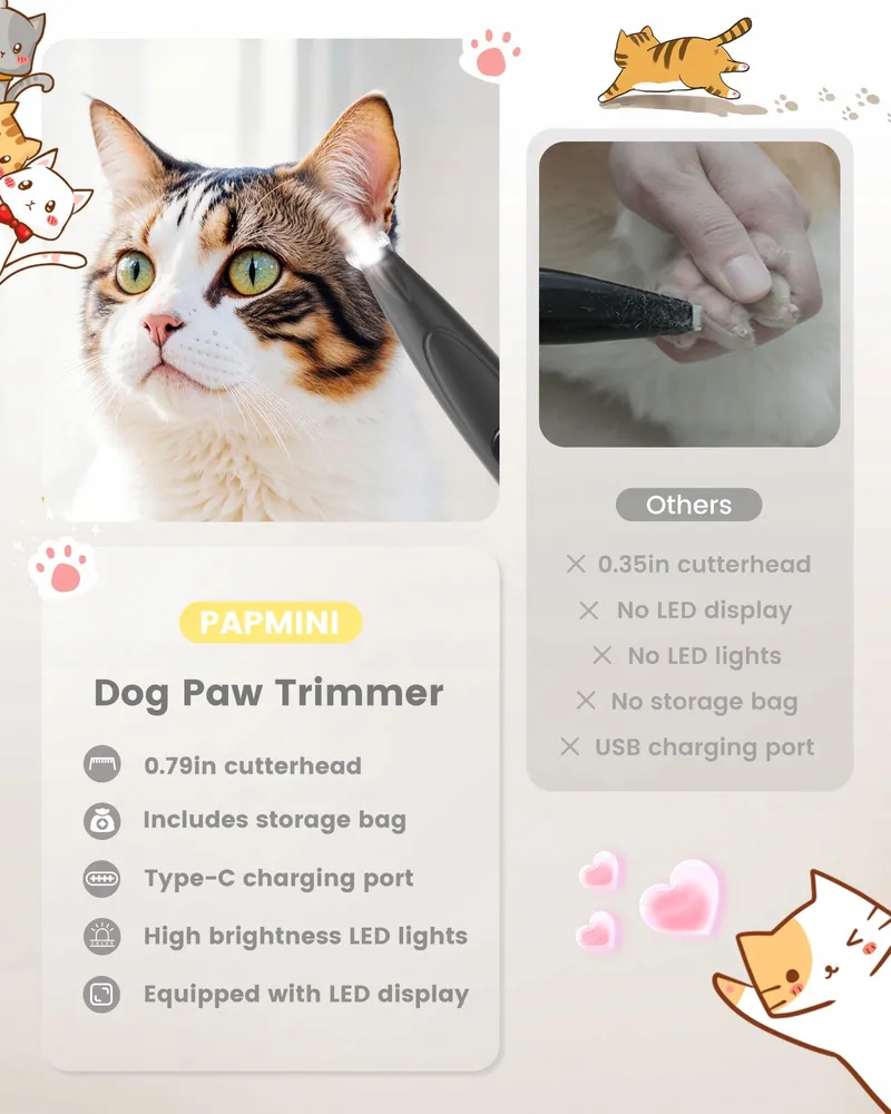 PAPMINI Stille Trimmer Kat LED USB-C Draadloos — foto 7