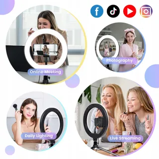 NALEZUNS LED Ringlicht 10 Inch Met Statief Voor Selfie En Make-up — miniatuur 5