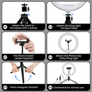 NALEZUNS LED Ringlicht 10 Inch Met Statief Voor Selfie En Make-up — miniatuur 3