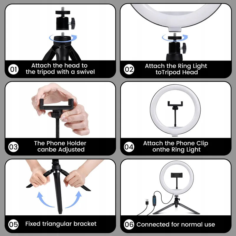 NALEZUNS LED Ringlicht 10 Inch Met Statief Voor Selfie En Make-up — foto 3