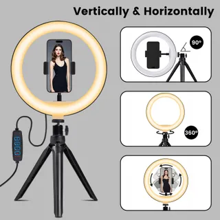 NALEZUNS LED Ringlicht 10 Inch Met Statief Voor Selfie En Make-up — miniatuur 4