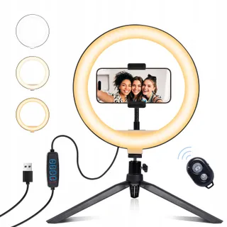 NALEZUNS LED Ringlicht 10 Inch Met Statief Voor Selfie En Make-up — miniatuur 1