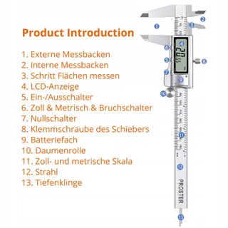 PROSTER Digitale Schuifmaat 150mm 6" RVS Elektronisch — miniatuur 4