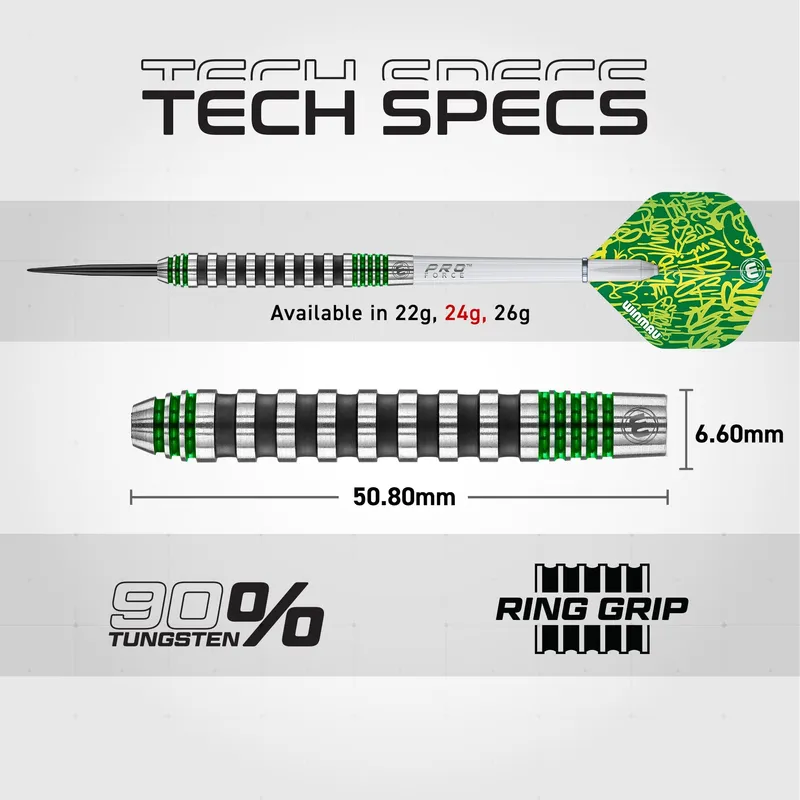 WINMAU Advance 500 Groen Dartpijlen 24g Met Flights En Shafts — foto 4