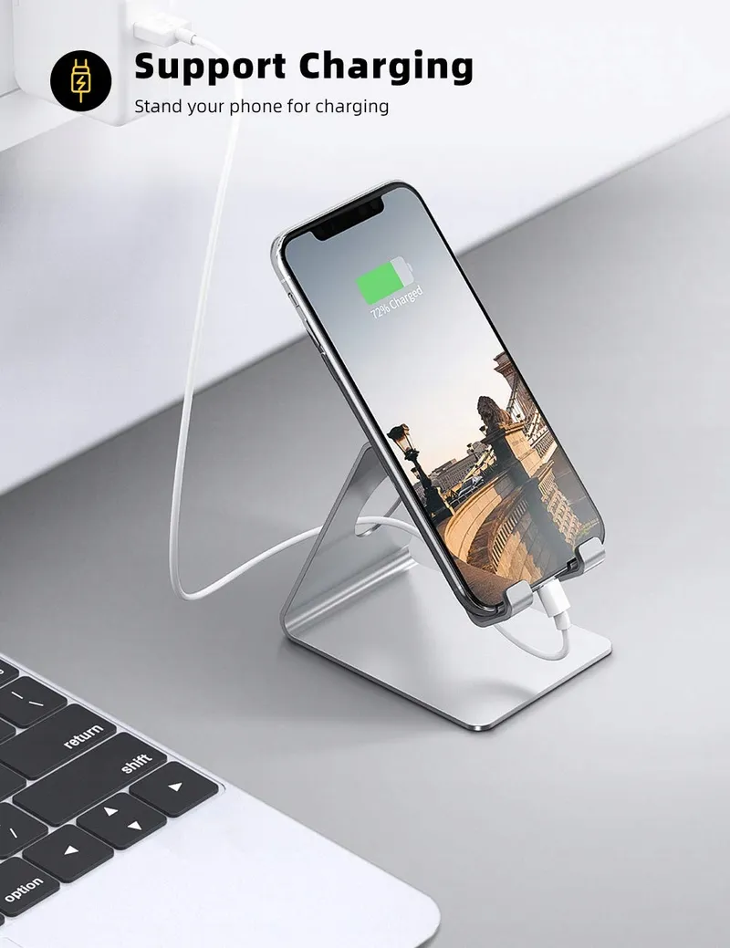 LAMICALL Telefoonstandaard iPhone Huawei Zilver — foto 4