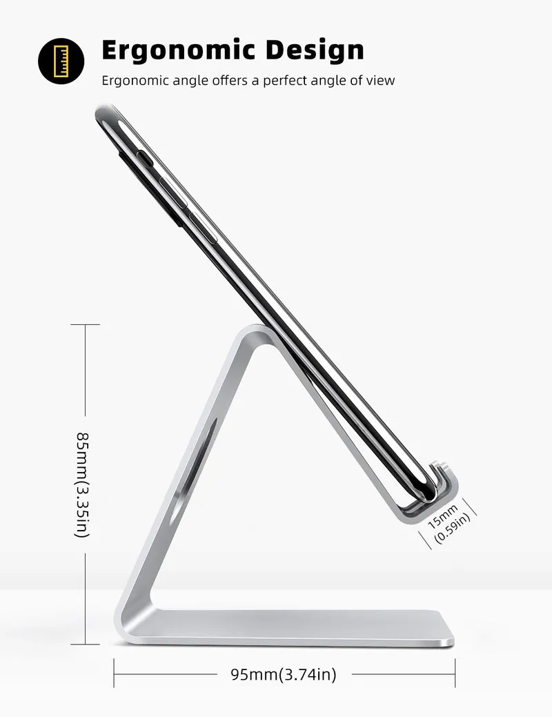 LAMICALL Telefoonstandaard iPhone Huawei Zilver — foto 6