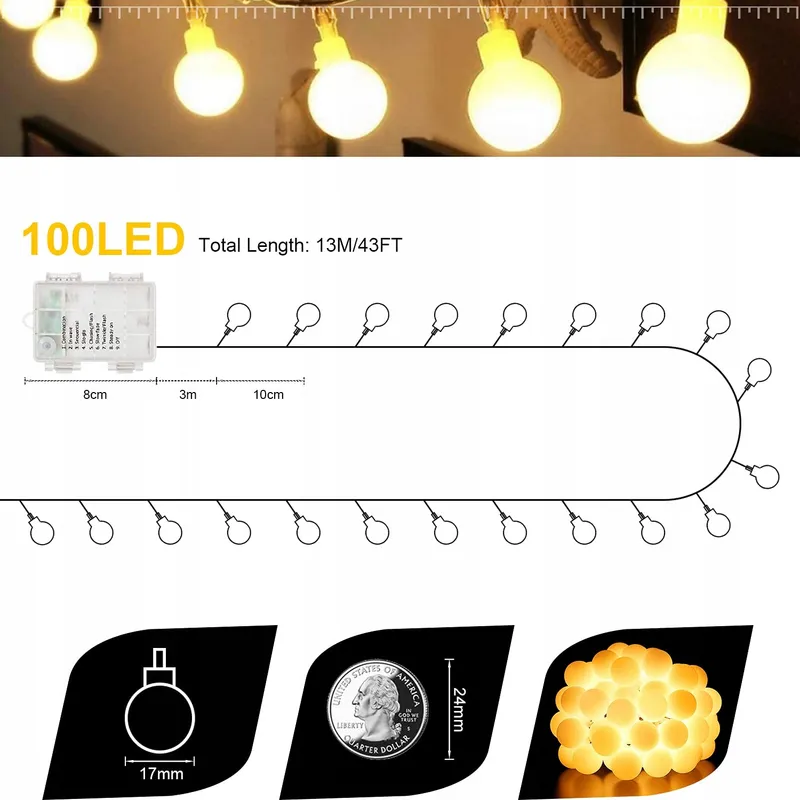 Fairy Waterdichte Tuinlichtketting 100 LED — foto 3