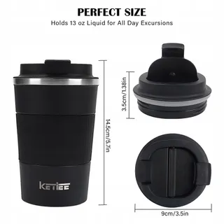 KETIEE Thermosbeker Reismok 510ml Roestvrij Staal Zwart — miniatuur 7