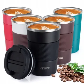 KETIEE Thermosbeker Reismok 510ml Roestvrij Staal Zwart — miniatuur 1