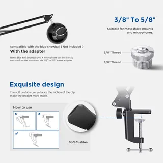 NEEWER Microfoonarmstandaard Boom Compatibel Yeti Snowball — miniatuur 6
