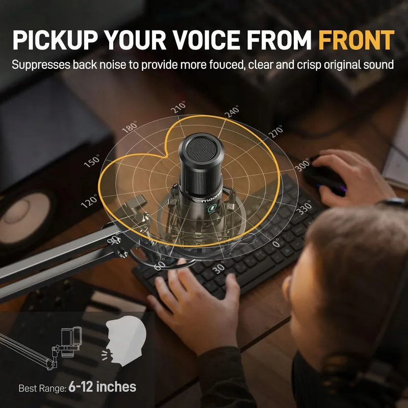 MAONO PM421 USB Microfoon PC Streaming Podcast Gaming YouTube — foto 5