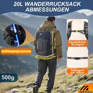 ONETOALL Diefstalbestendige Rugzak 20L Licht Waterdicht Fietsen Wandelen — miniatuur 7