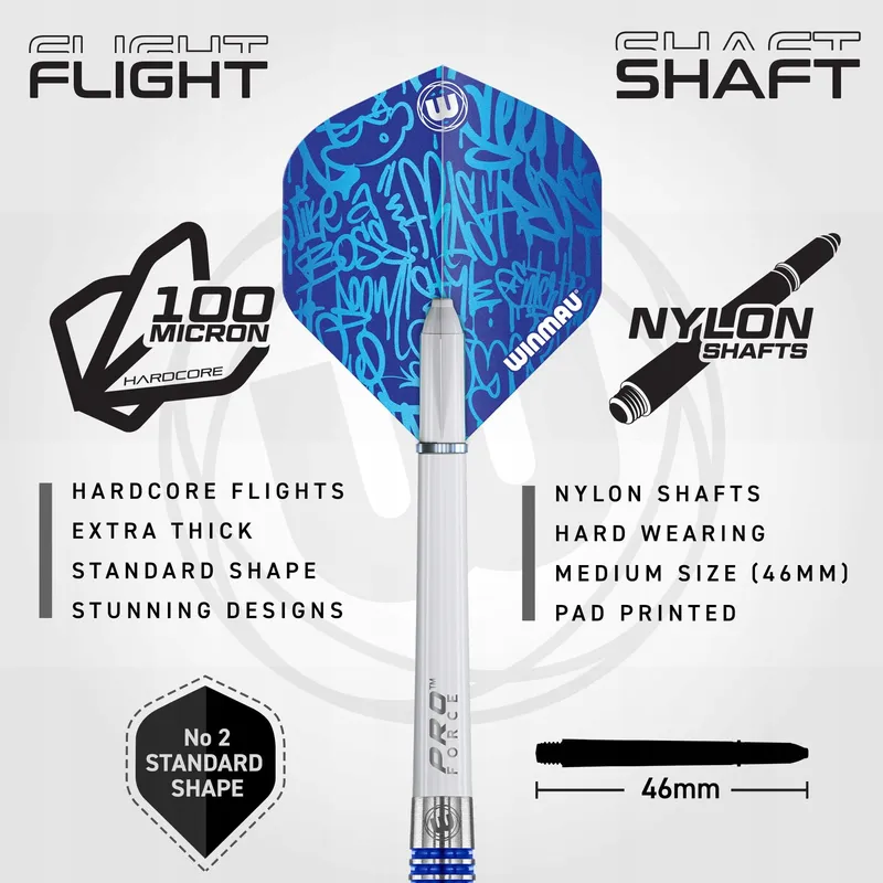WINMAU Advance 500 Dartset 22g Blauw Flights Schachten — foto 3
