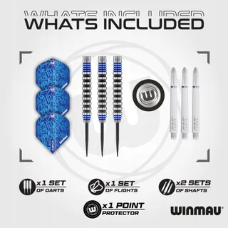 WINMAU Advance 500 Dartset 22g Blauw Flights Schachten — miniatuur 2