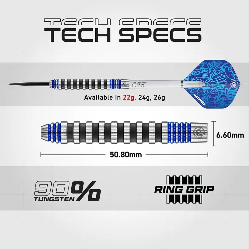 WINMAU Advance 500 Dartset 22g Blauw Flights Schachten — foto 4