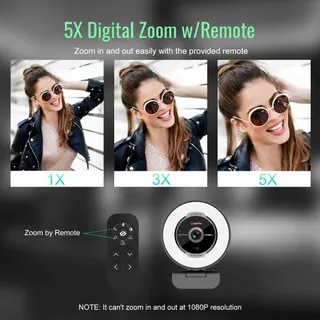 ANGETUBE Webcam 1080P 60FPS Ringlicht 5X Zoom Microfoons PC Mac — miniatuur 5