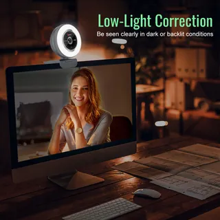 ANGETUBE Webcam 1080P 60FPS Ringlicht 5X Zoom Microfoons PC Mac — miniatuur 7