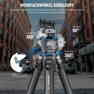 NEEWER LITETRIP LT38 Reisstatief 155cm Koolstofvezel Arca QR — miniatuur 6