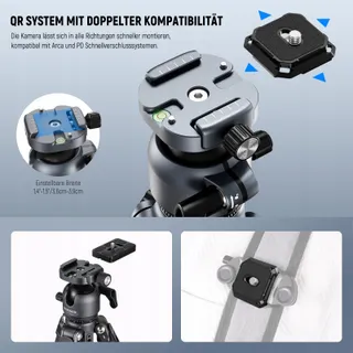NEEWER LITETRIP LT38 Reisstatief 155cm Koolstofvezel Arca QR — miniatuur 5