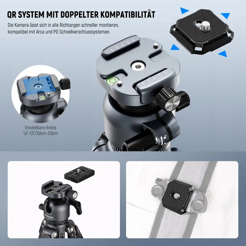 NEEWER LITETRIP LT38 Reisstatief 155cm Koolstofvezel Arca QR — foto 5