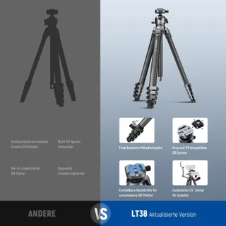 NEEWER LITETRIP LT38 Reisstatief 155cm Koolstofvezel Arca QR — miniatuur 8