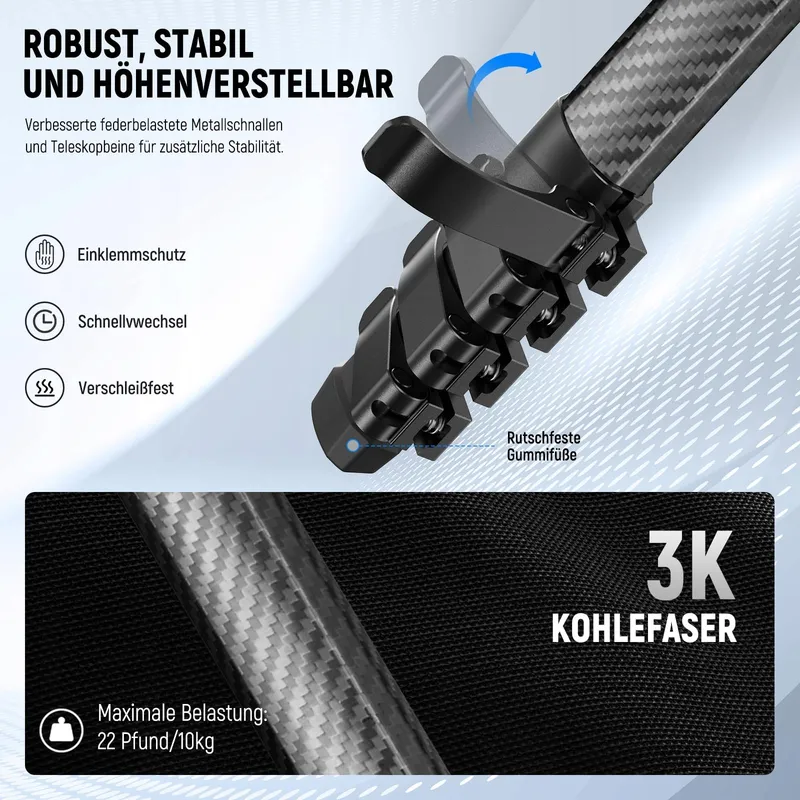 NEEWER LITETRIP LT38 Reisstatief 155cm Koolstofvezel Arca QR — foto 3