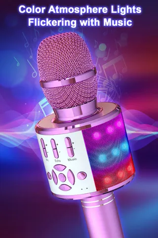 BONAOK Karaoke Kindermicrofoon Bluetooth 4-in-1 Draadloos — miniatuur 4