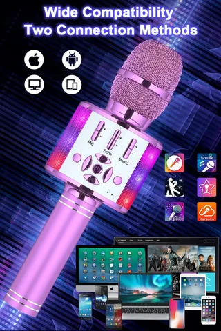 BONAOK Karaoke Kindermicrofoon Bluetooth 4-in-1 Draadloos — miniatuur 5