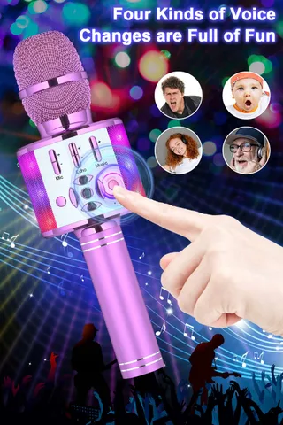 BONAOK Karaoke Kindermicrofoon Bluetooth 4-in-1 Draadloos — miniatuur 6