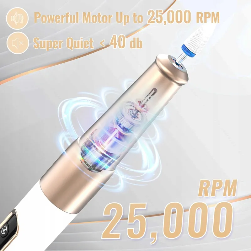 DENABUTY Elektrische Nagelvijl Snoerloos 12-in-1 25000RPM USB — foto 3