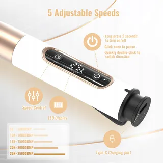 DENABUTY Elektrische Nagelvijl Snoerloos 12-in-1 25000RPM USB — miniatuur 4