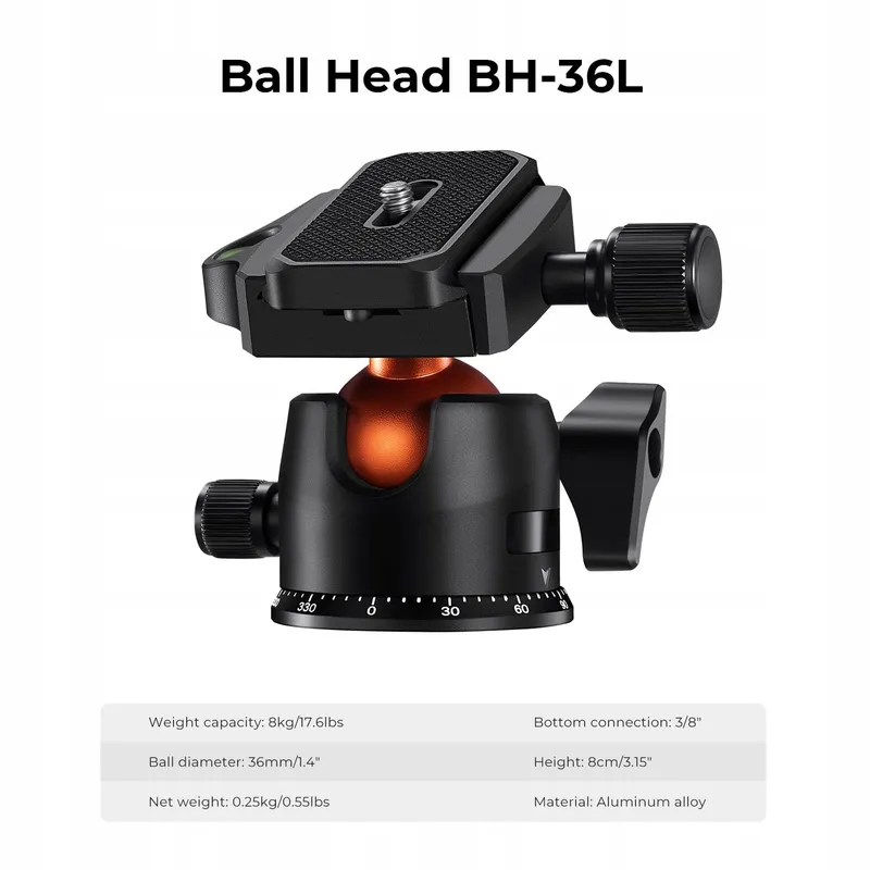 K&F CONCEPT Camerastatief Koolstofvezel 162cm Arca Swiss Compatibel — foto 5