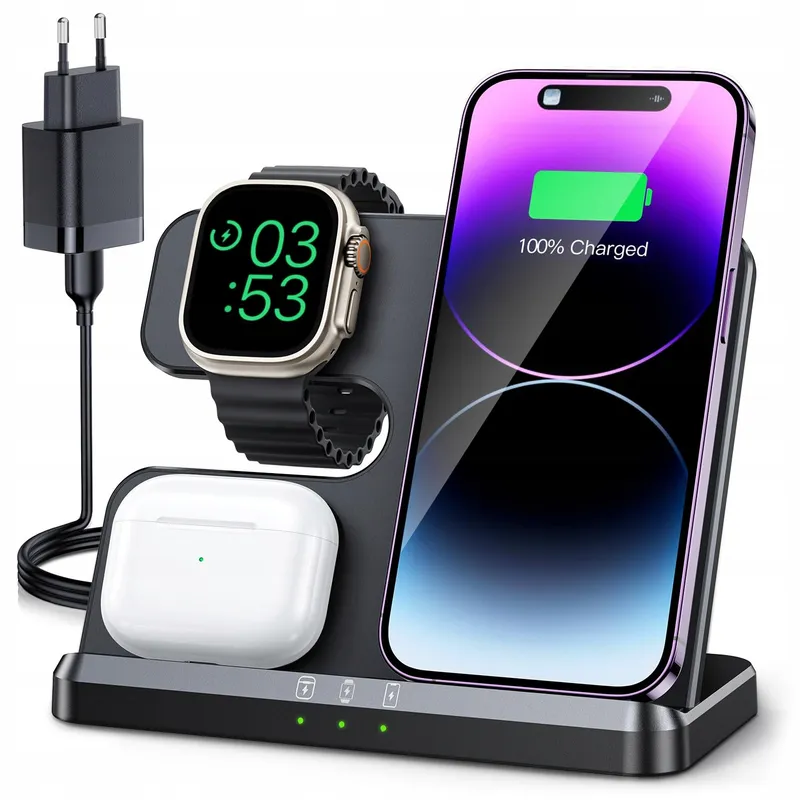 JARGOU Draadloze Inductieve Oplader 3-in-1 Zwart — foto 1
