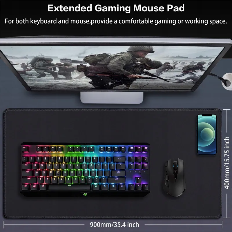 ABETCABE Gaming Muismat XXL Antislip Waterdicht 900x400mm — foto 2