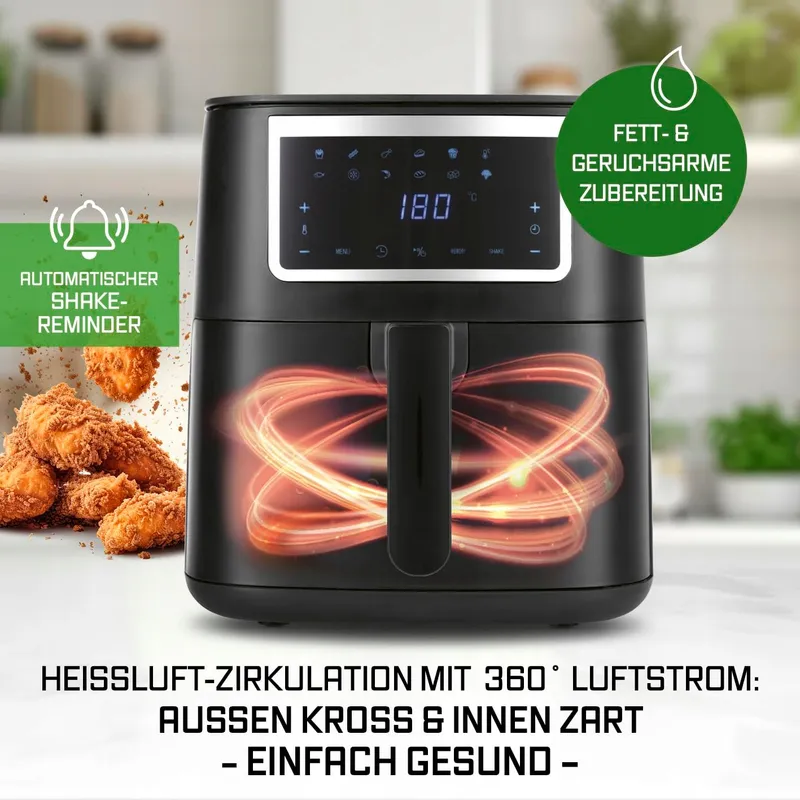 GOURMETMAXX Airfryer 6,5L Touchscreen 9 Functies — foto 4